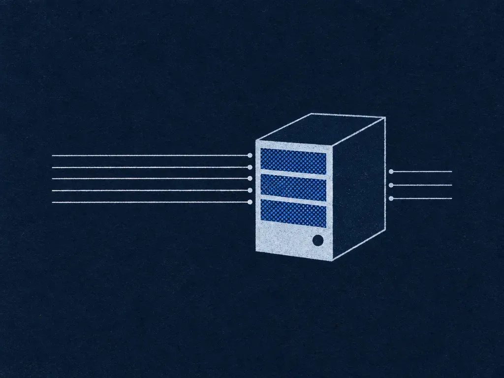 A single server drawn in outline, with lines passing through it